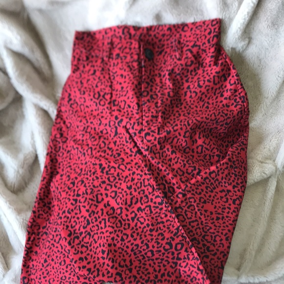 Red Cheetah Pants - Picture 2 of 3